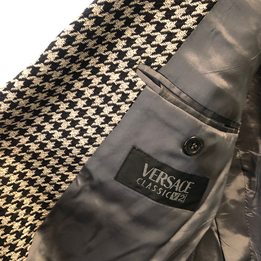 Versace Houndstooth Blazer In Black & White